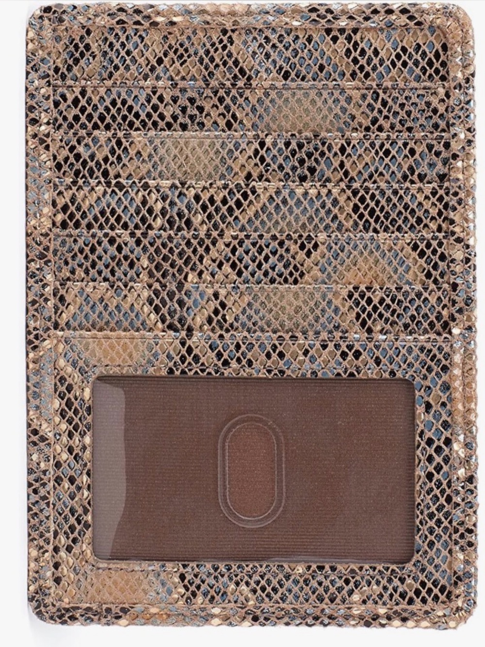Hobo Euro Slide Leather Credit Card Case in Snakeskin